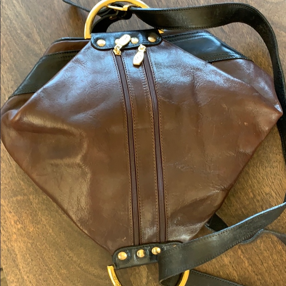 valentina leather purse backpack brown and black - Picture 7 of 14